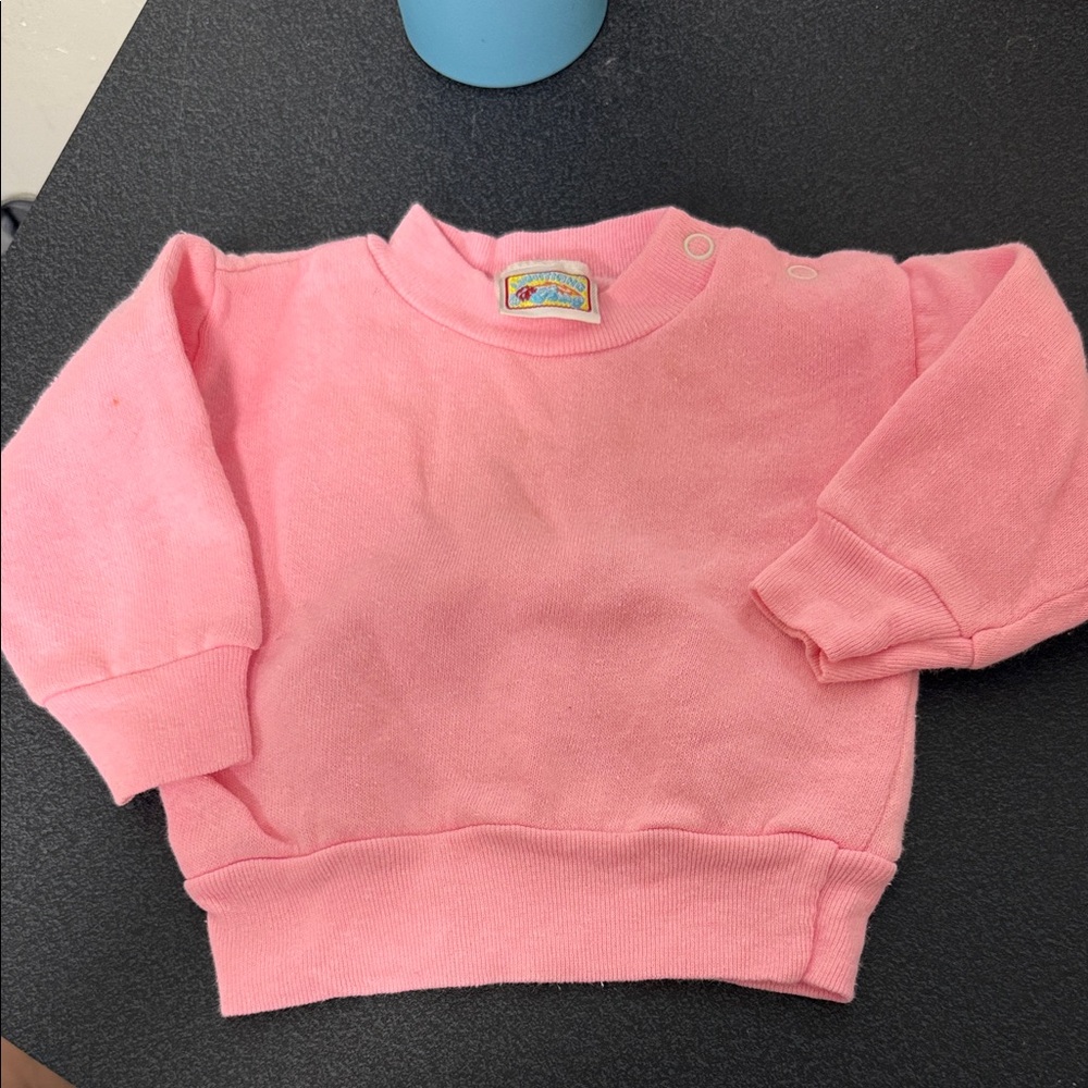 Cozy Light Pink Baby Sweatshirt with Shoulder Snaps